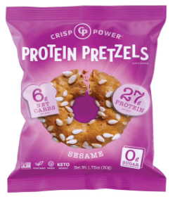 Crisp Power Protein Pretzels Sesame 1.75oz 6ct